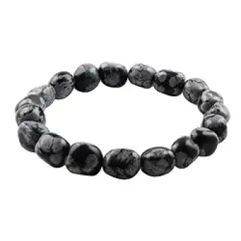 Armband aus Schneeflockenobsidian – Loslassen & innere Stärke (Nuggets 8–10 mm)